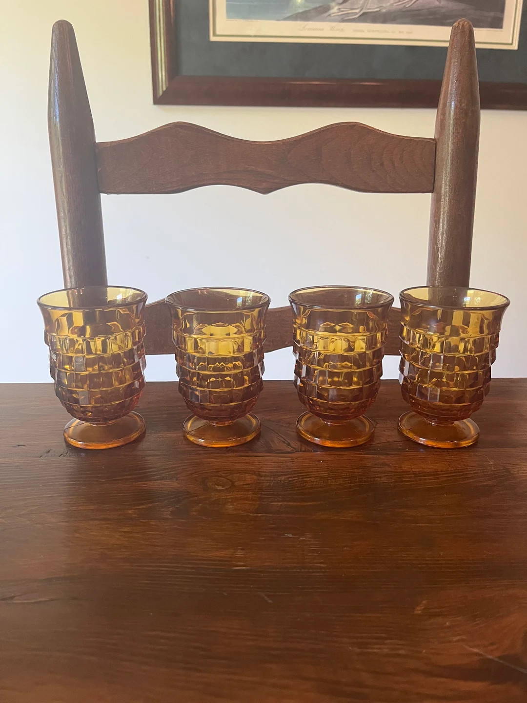 Vintage Amber Drinking Glasses 4 Footed Low Ball Glass 4 - Etsy | Etsy (US)