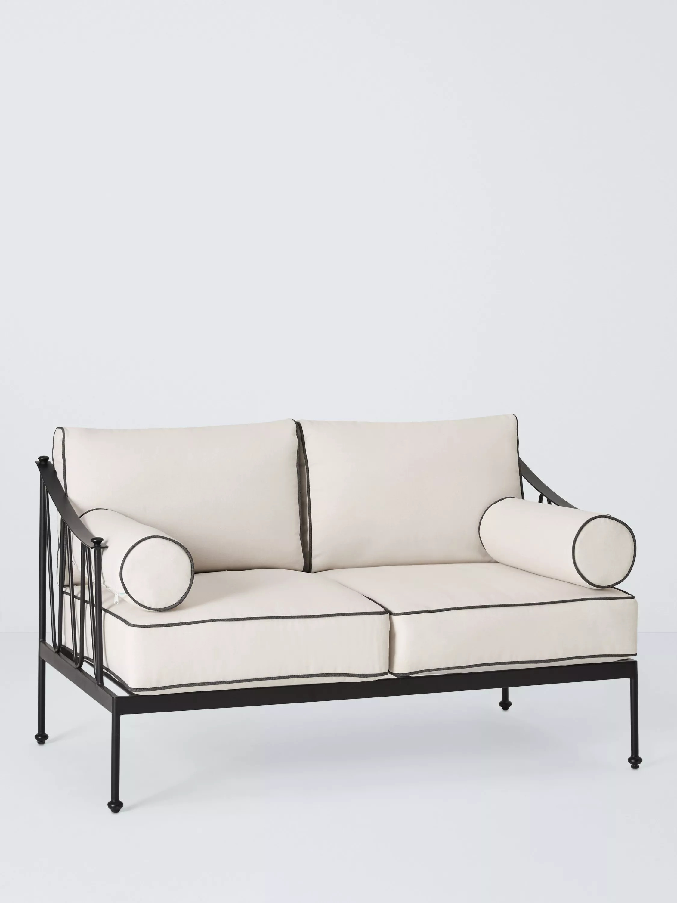 John Lewis Solara Metal 2-Seater Garden Sofa, Black | John Lewis (UK)