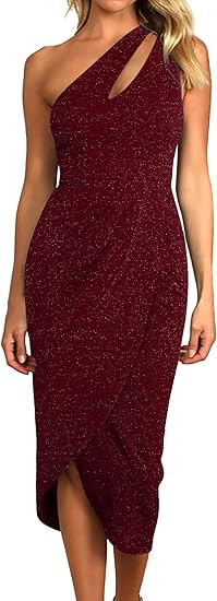 Gentlewarm One Shoulder Cocktail Dress for Women Glitter Ruched Bodycon Party Dress Cutout Slit E... | Amazon (US)