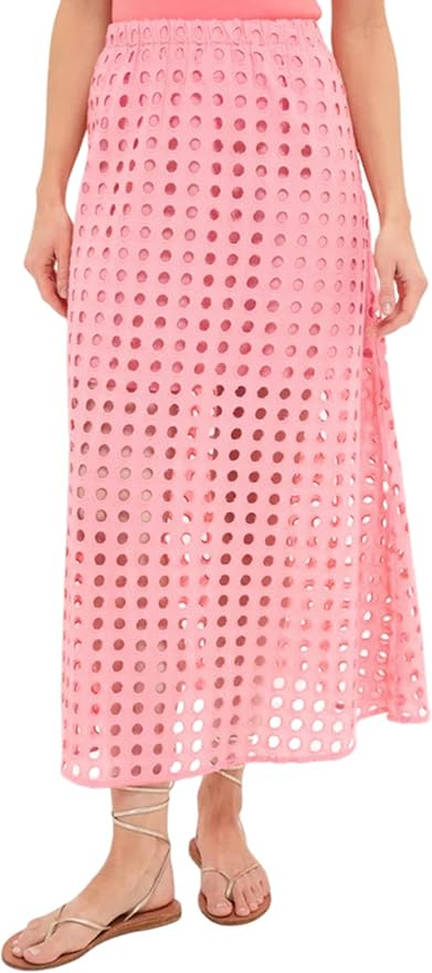 Ailoqing 2026 Summer Casual Long Skirt for Women Cotton Eyelet Beach Maxi Skirt with Underneath | Amazon (US)