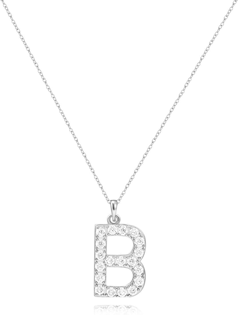 Tarsus Initial Cubic Zirconia Necklace Jewelry Gifts for Girlfriend Women Adjustable Chain 18" + ... | Amazon (US)