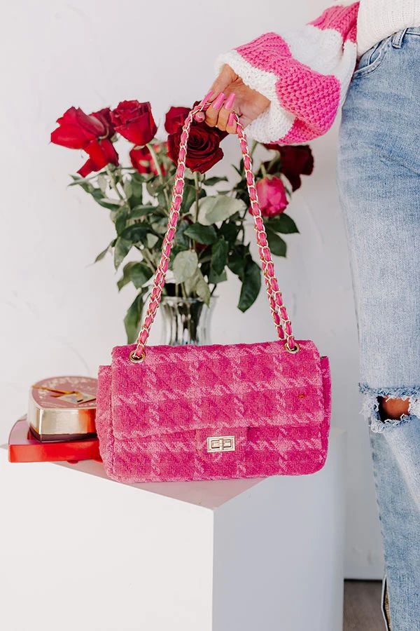 Favorable Day Tweed Crossbody In Pink | Impressions Online Boutique