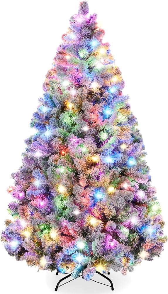 Best Choice Products 6ft Pre-Lit Christmas Tree Artificial Snow Flocked Pine Tree for Home, Offic... | Amazon (US)