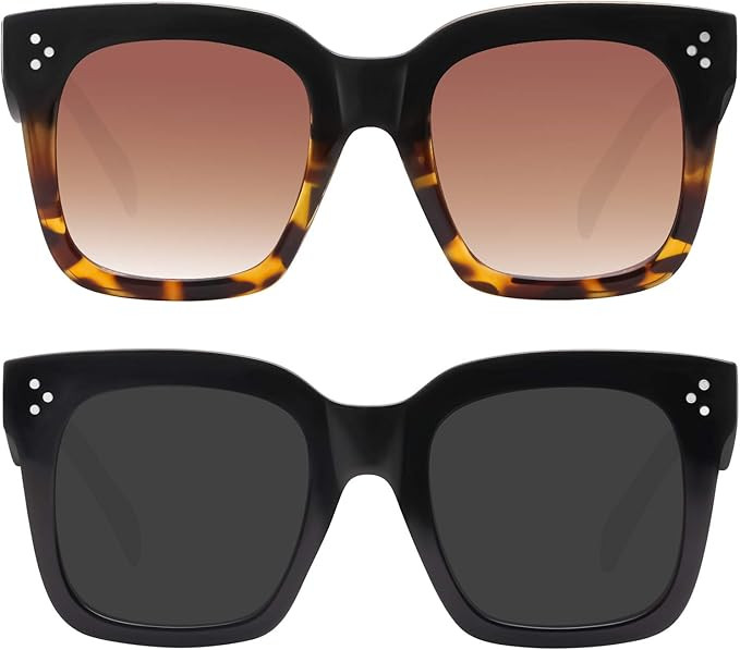 GRFISIA Classic Women Oversized Square Sunglasses for 100% UV Protection Flat Lens Fashion Shade... | Amazon (US)