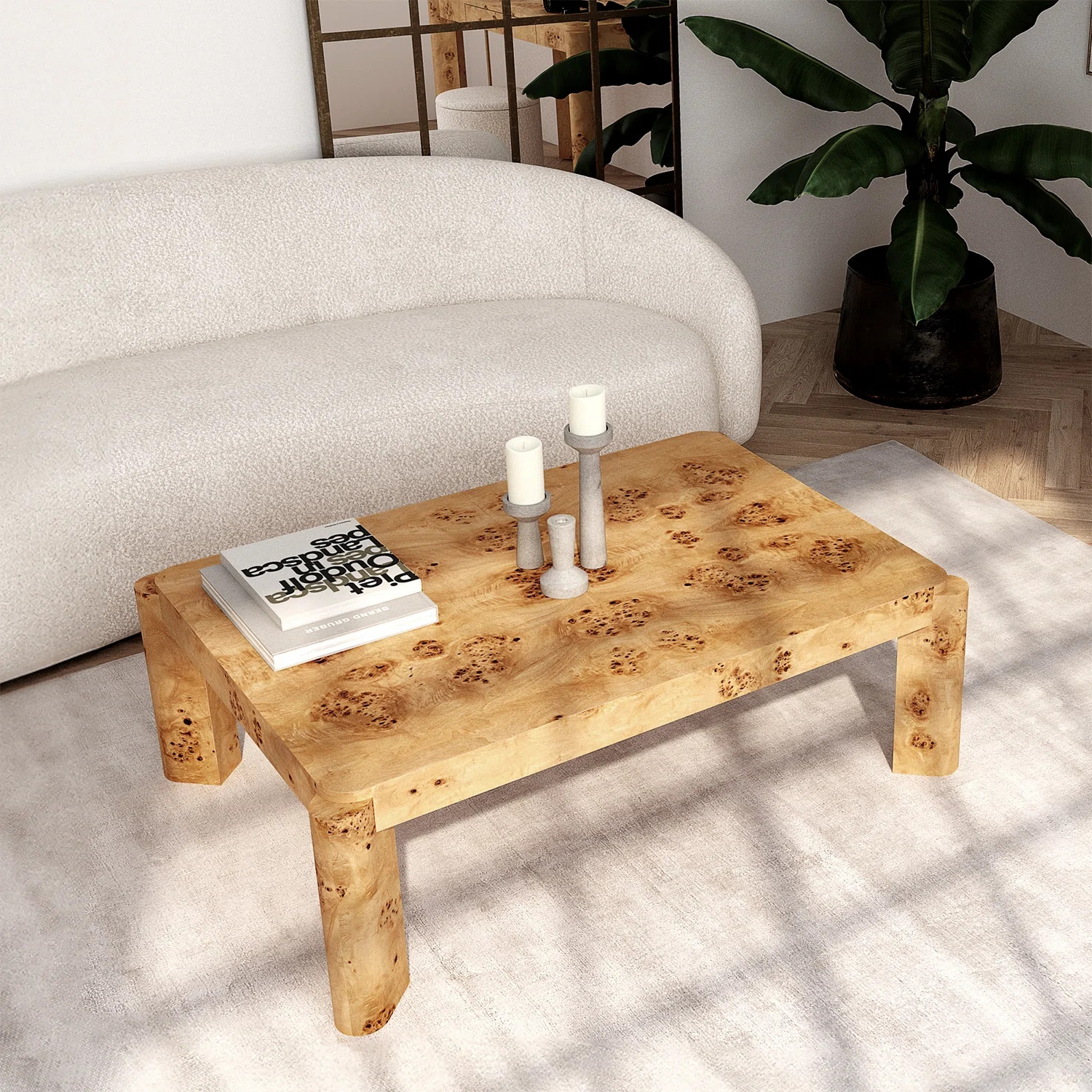 Loon Peak® Jakus Coffee Table Maple Burl Wood | Wayfair | Wayfair North America