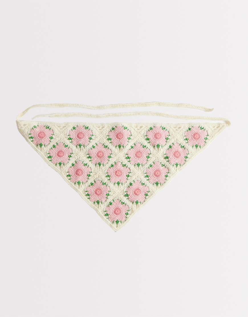 Glamorous crochet headscarf in pink floral | ASOS (Global)