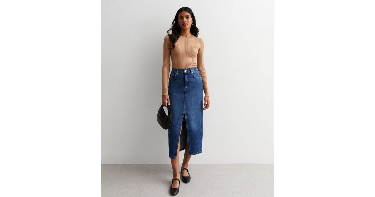 Mid Blue Denim Split Hem Maxi Skirt
						
						Add to Saved Items
						Remove from Saved Items | New Look (UK)