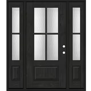 Regency 68 in. x 80 in. 3/4Lite 4SDL Oasis Deco Glass LHIS Prefinish Onyx Fiberglass Prehung Fron... | The Home Depot