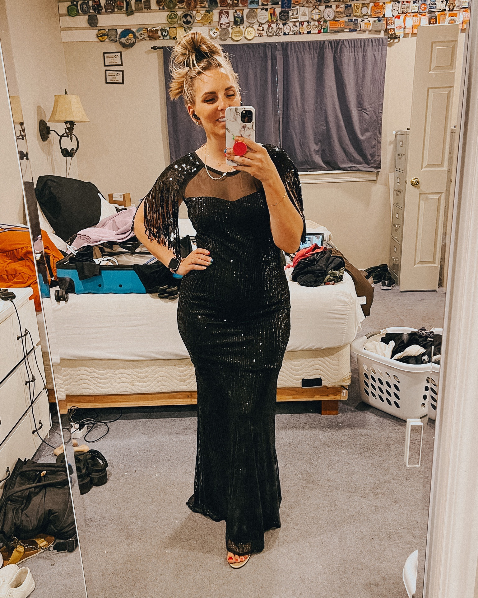 This dress fit like a dream! TTS and perfectly floor length for me (5’3” with 3” heels). 