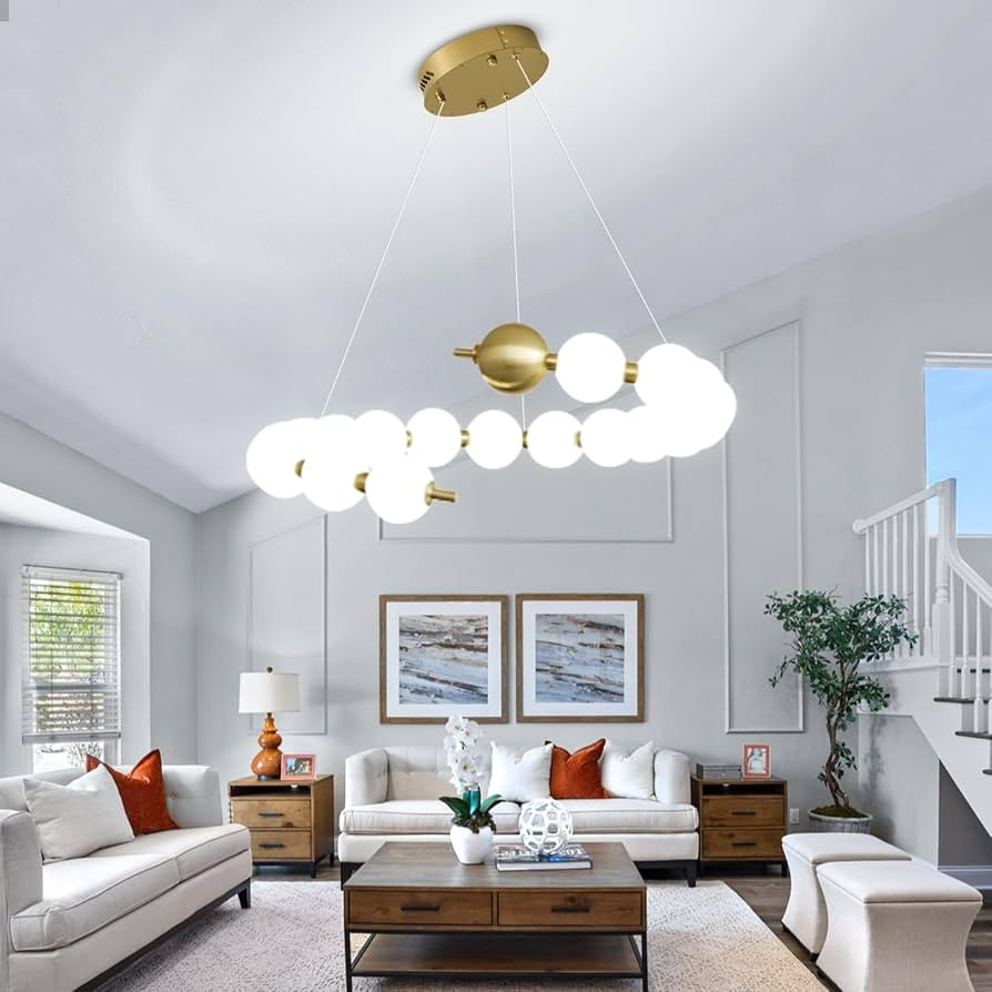 Dia 24" Modern Globe Sputnik Chandelier Gold Round Pendant Light Fixture Bubble Chandelier for Di... | Amazon (US)