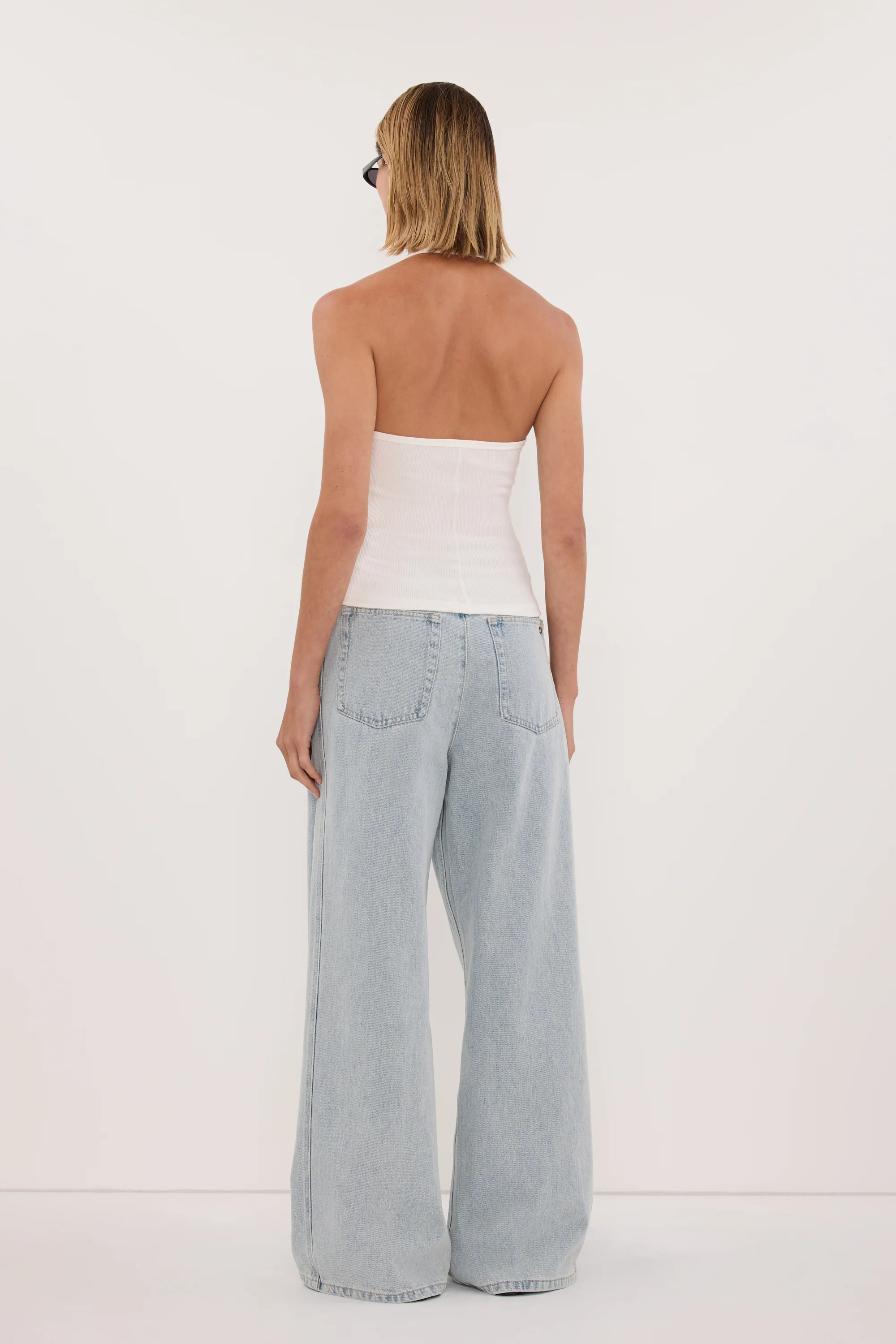 HARLAN OFF WHITE KNIT HALTER TOP | DISSH
