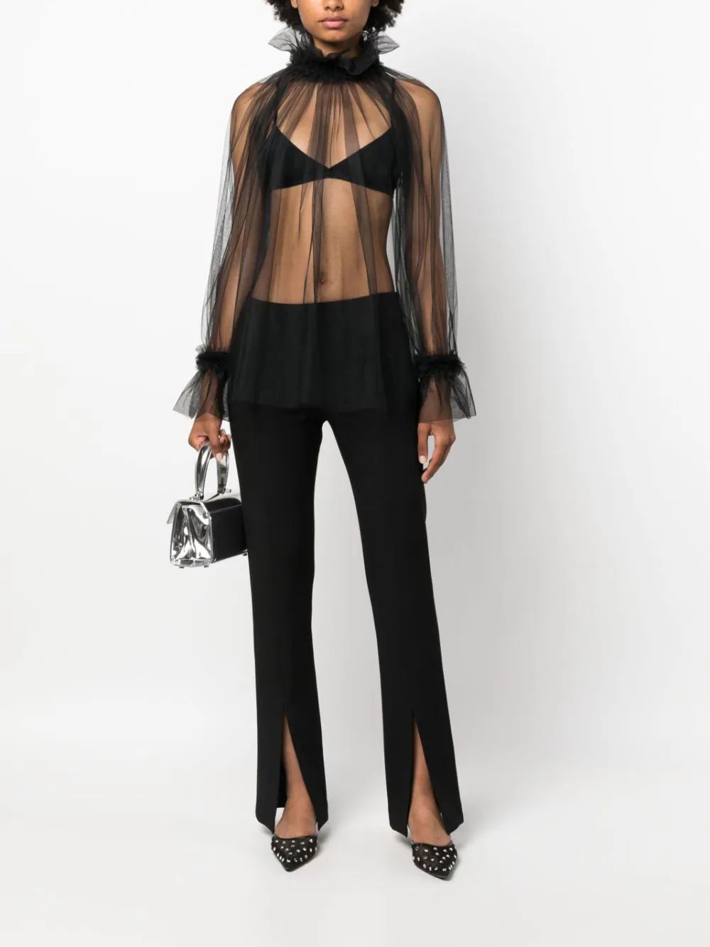 STYLAND Frilled Tulle Blouse - Farfetch | Farfetch Global