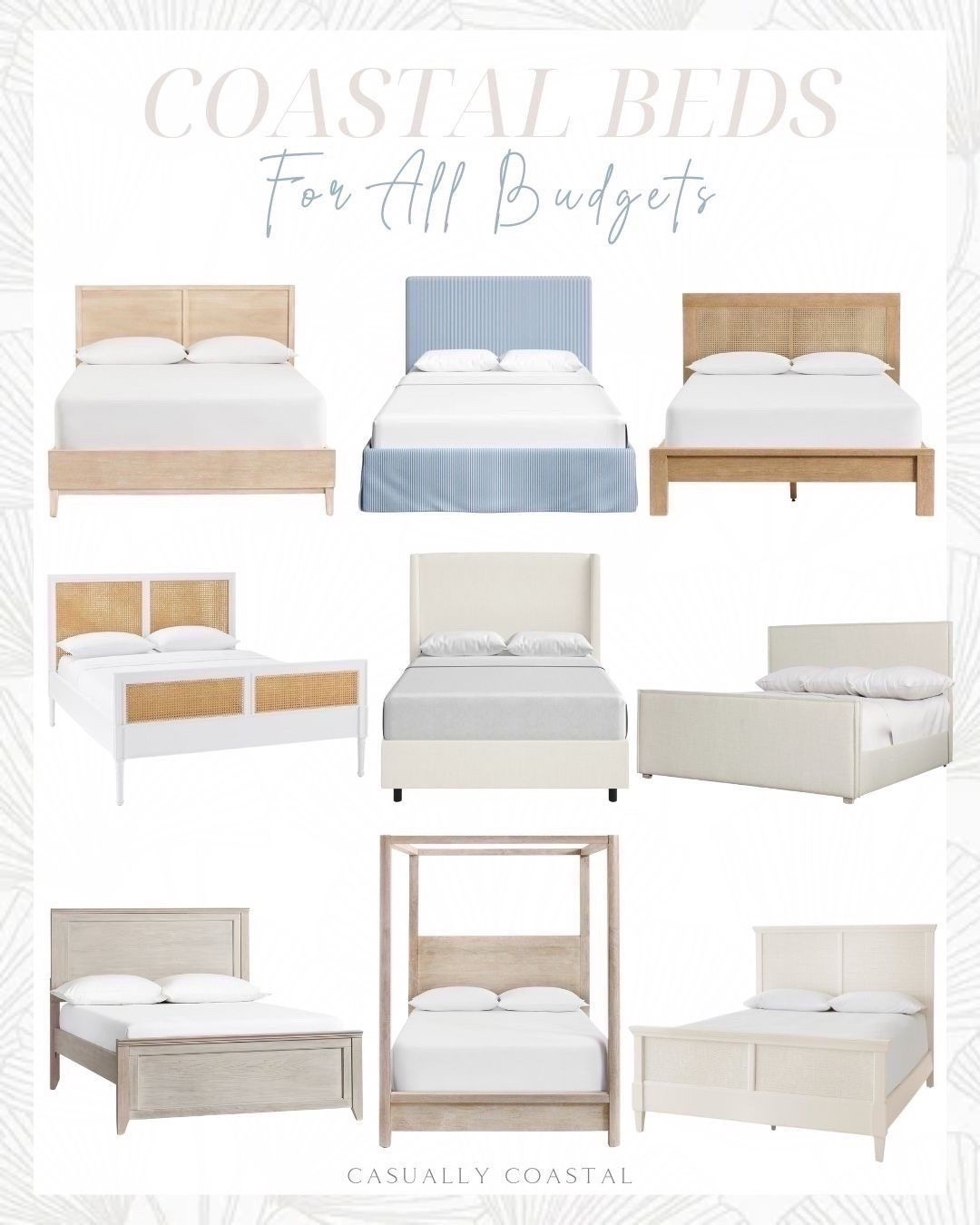 Sharing a round-up of some of my favorite coastal beds (across all budgets), many several of which are on sale!
- 
Coastal home decor, coastal furniture, woven furniture, beach house furniture, white upholstered beds, woven beds, rattan beds, white beds, affordable beds, gray beds, home depot beds, wayfair beds, pottery barn beds, white & woven beds, cane beds, queen size beds, king size beds, California king beds, full size beds, headboards, beds with footboard, platform beds, panel beds, beds for teens, beds for girls, primary bedroom furniture, master bedroom furniture, blue beds, slipcover beds, beach house beds, striped beds, home sales, bedroom furniture on sale, white & cane beds, Serena & Lily beds

#LTKHome #LTKSaleAlert