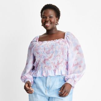 Women's Long Sleeve Smocked Bodice Top - Future Collective™ with Gabriella Karefa-Johnson | Target