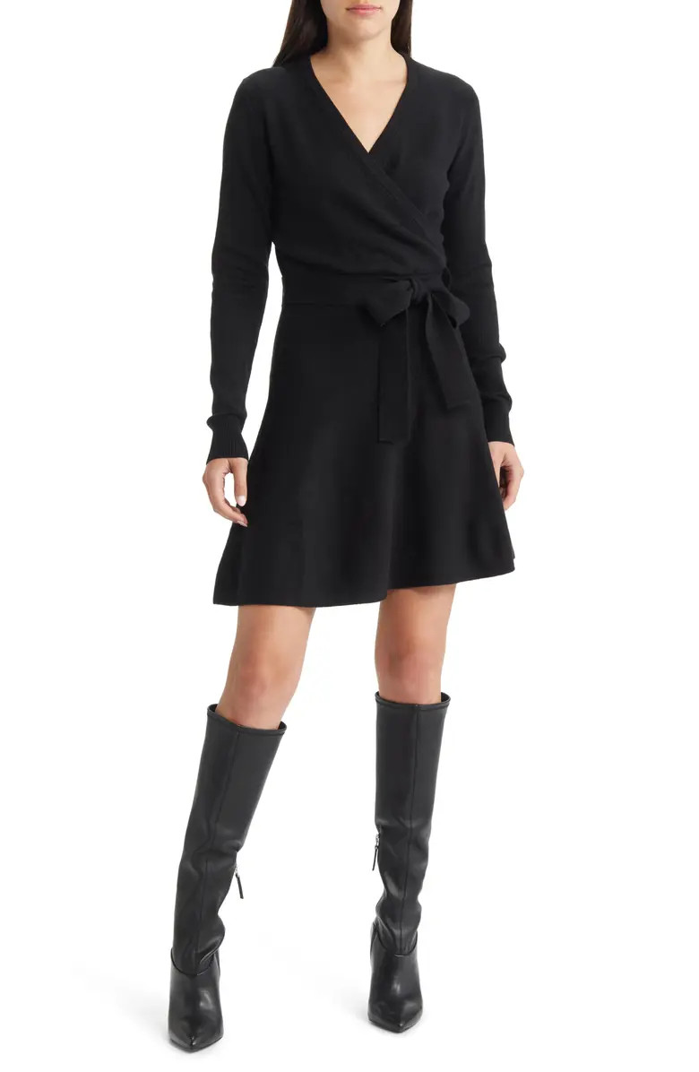 Long Sleeve Faux Wrap Sweater Dress | Nordstrom