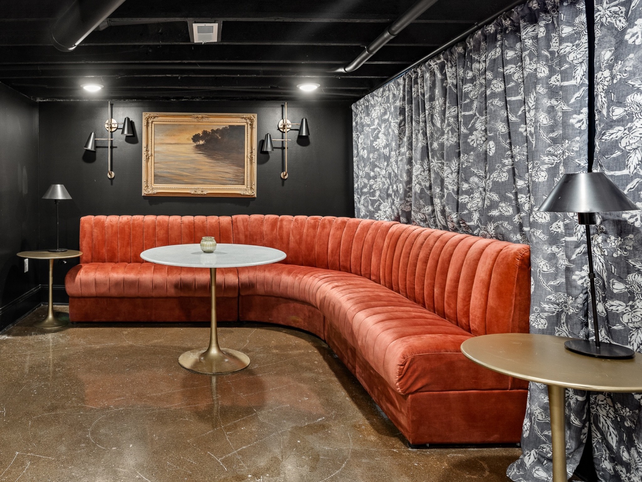 The velvet sofa was the statement piece of the Speakeasy.

#LTKhome