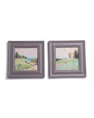 set of 2 13x13 lavender framed landscapes paintings wall art | TJ Maxx