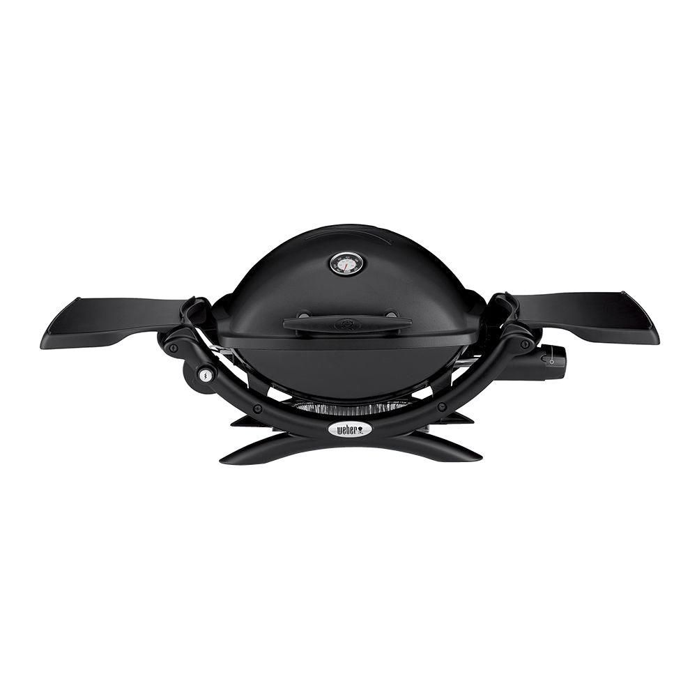 Weber Q 1200 1-Burner Portable Tabletop Propane Gas Grill in Black with Built-In Thermometer | The Home Depot