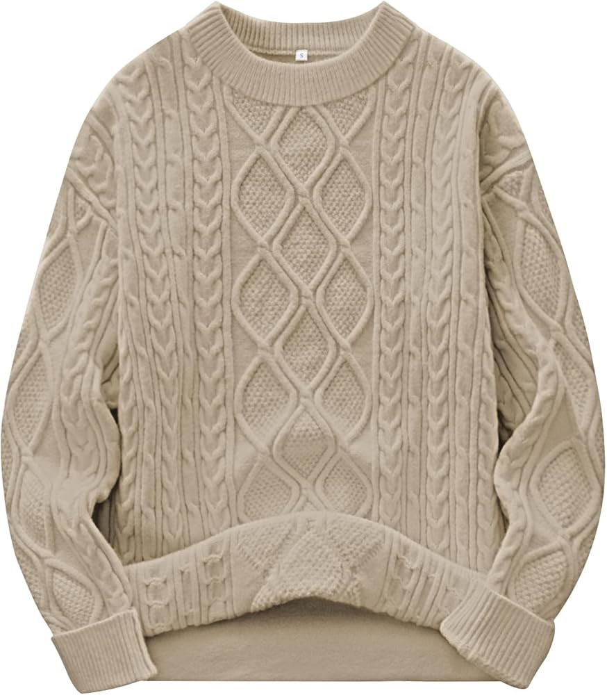 ANRABESS Women Oversized Chunky Cable Knitted Vintage Sweater 2025 Fall Winter Outfits | Amazon (US)
