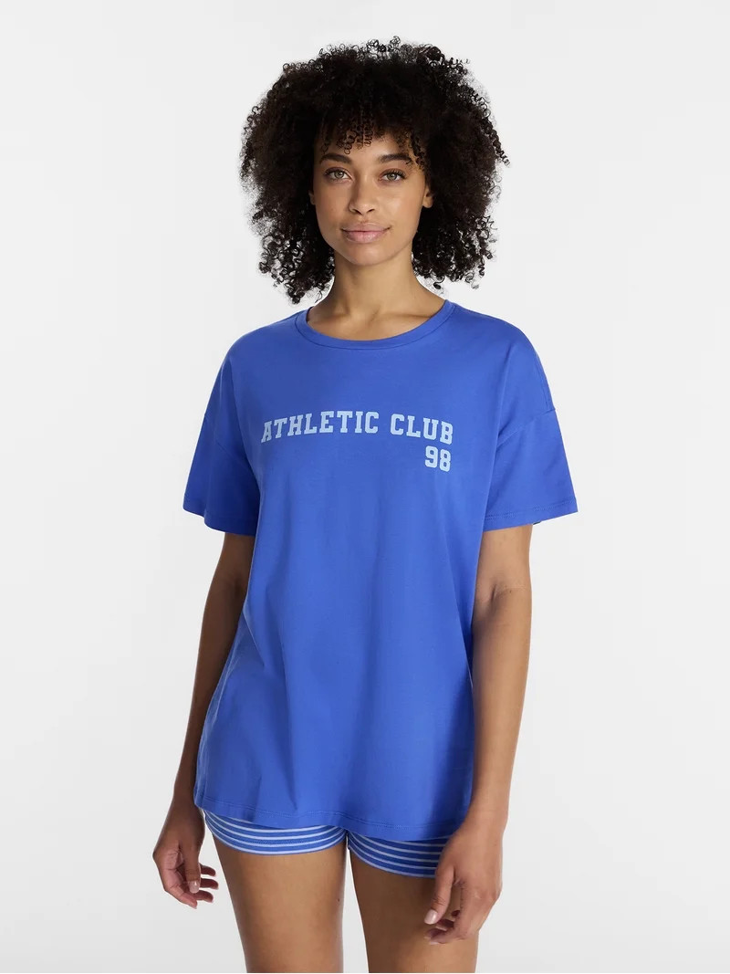 No Boundaries Sleepwear Oversized Graphic Cotton Tee, Women\u2019s and Women\u2019s Plus XXS-3X | Walmart (US)
