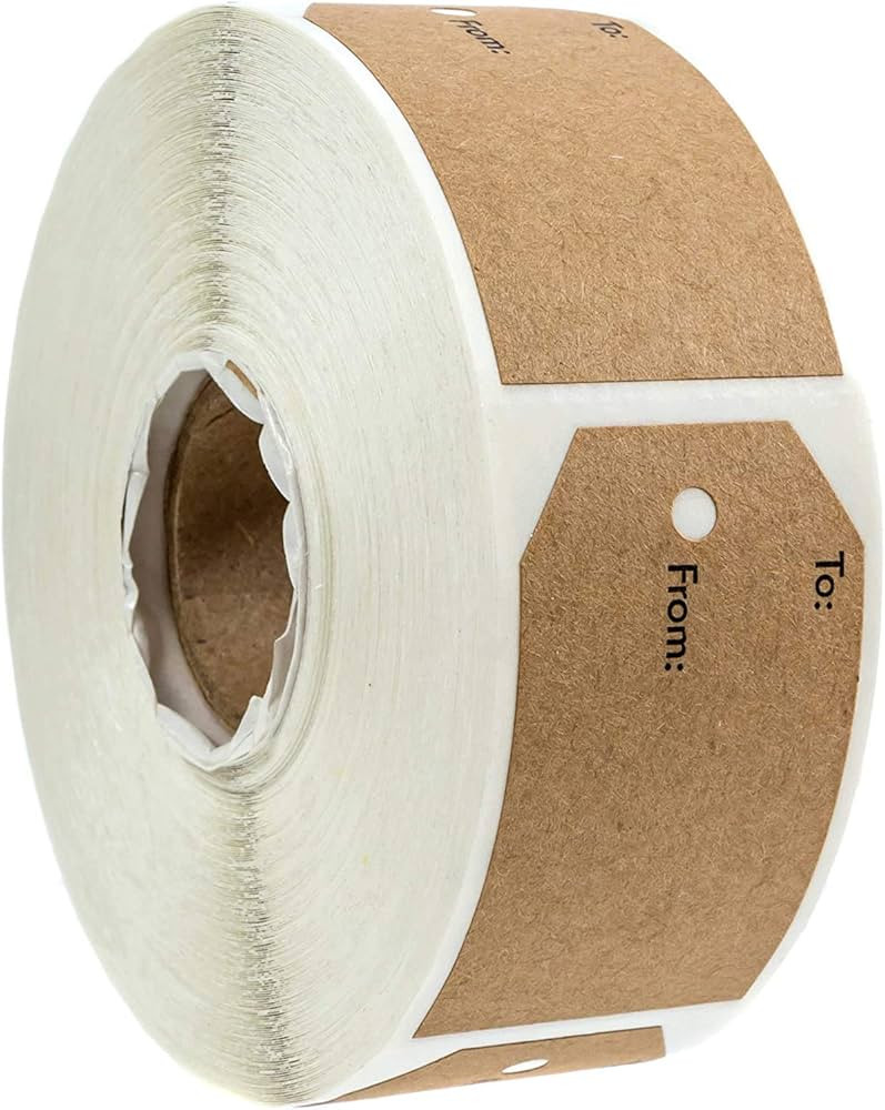 1.15" x 2" Natural Brown Kraft to and from Gift Tag Stickers / 500 Brown Kraft to from Present La... | Amazon (US)