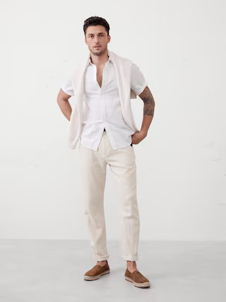 Slim-Straight Linen-Blend Trouser | Banana Republic Factory