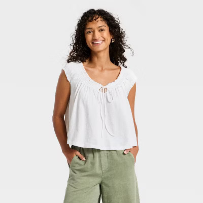 Women's Smocked Knit Scoop Neck Blouse - Universal Thread™ | Target