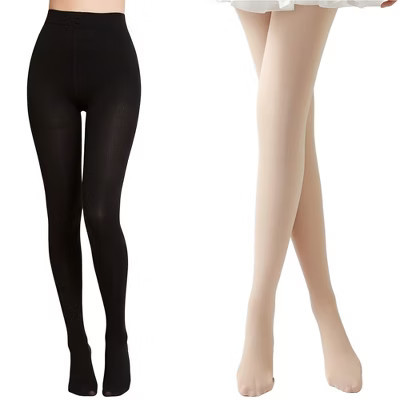 Anna-Kaci 2pcs Women's Light-Leg Fleece-Lined Pantyhose with Smooth Skinlike Finish Upgraded Anti-Snag Fabric for Warm Bare-Leg Coverage - Black+Beige | Target