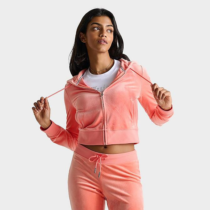 Women's Juicy Couture OG Big Bling Velour Zip-Up Hoodie | Finish Line (US)