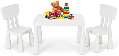 HONEY JOY Kids Table and Chair Set, Plastic Children Activity Table and 2 Chairs for Art Craft, Easy | Amazon (US)
