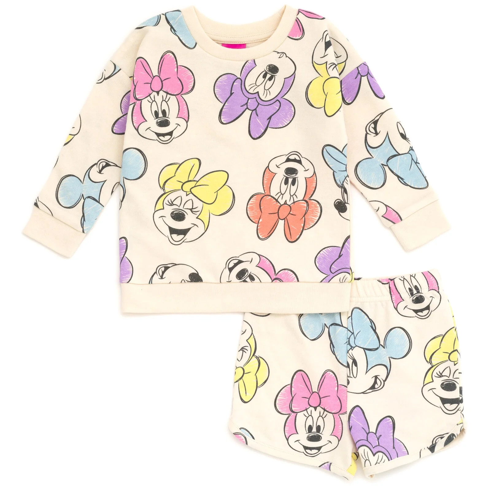 Disney Minnie Mouse Big Girls French Terry Sweatshirt and Shorts Multicolor 10-12 - Walmart.com | Walmart (US)