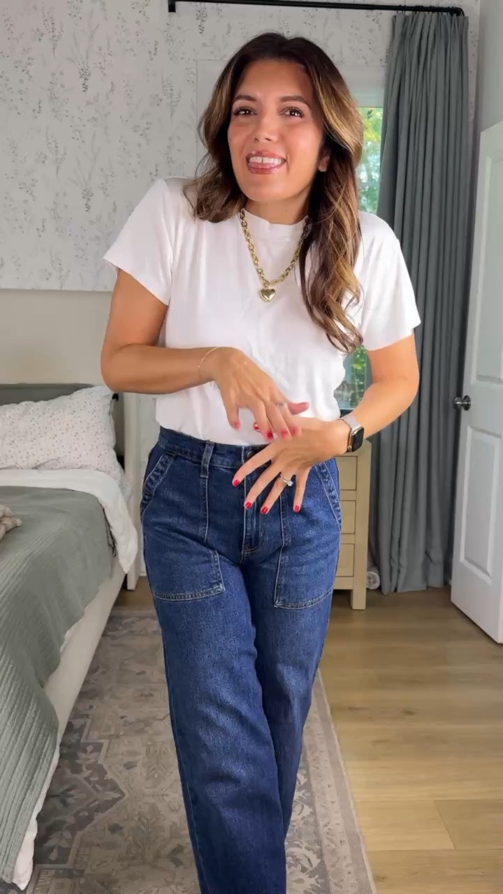Under $30 jeans 🤯 I love the dark wash and the fit is 👌🏼I’m 5’7” in a 4.

#LTKOver40 #LTKTall