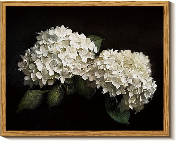 InSimSea Framed Canvas Prints Art Vintage Decor, Flower Moody Hydrangea Still Life Painting Room ... | Amazon (US)