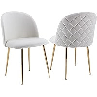 Guyou Cream Velvet Dining Chairs Set of 2, Upholstered Guest Chairs Side Chairs Plush Round Back, Mo | Amazon (US)