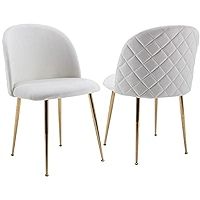 Guyou Cream Velvet Dining Chairs Set of 2, Upholstered Guest Chairs Side Chairs Plush Round Back, Mo | Amazon (US)