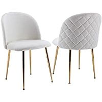 Guyou Cream Velvet Dining Chairs Set of 2, Upholstered Guest Chairs Side Chairs Plush Round Back, Mo | Amazon (US)