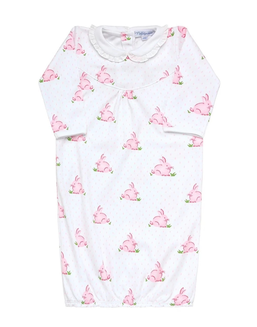 Bunny Baby Pima Gown in Pink | Loozieloo