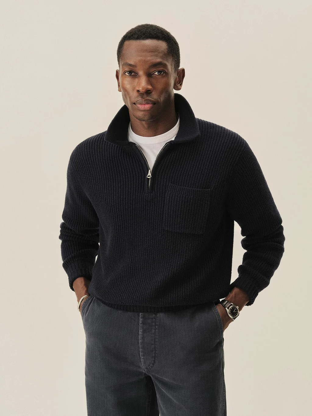 India Ink Seafarer Cotton Quarter-Zip - Buck Mason- Modern American Classics | Buck Mason