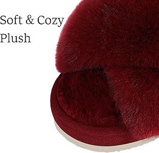 Comwarm Women's Cross Band Fuzzy Slippers Fluffy Open Toe House Slippers Cozy Plush Bedroom Shoes... | Amazon (US)
