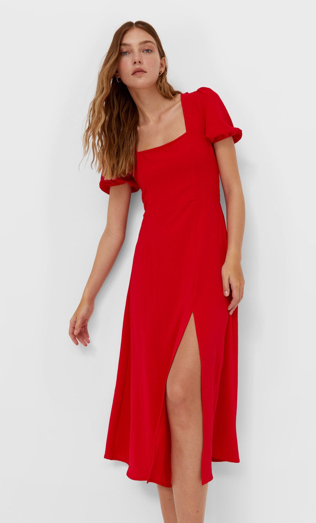 Midi dress with low-cut back - Women's Jumpsuits and dungarees | Stradivarius United Kingdom | Stradivarius (UK)