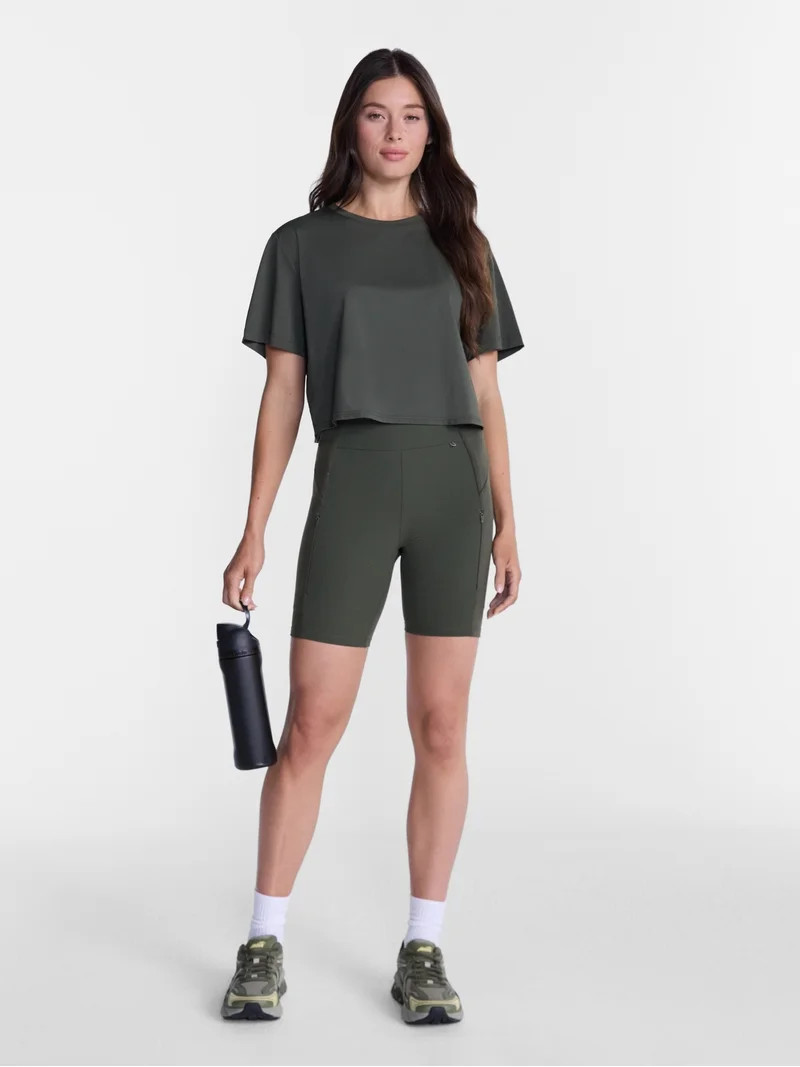 Avia Women's Cropped Boxy Tee with Short Sleeves, Sizes XS-XXXL | Walmart (US)