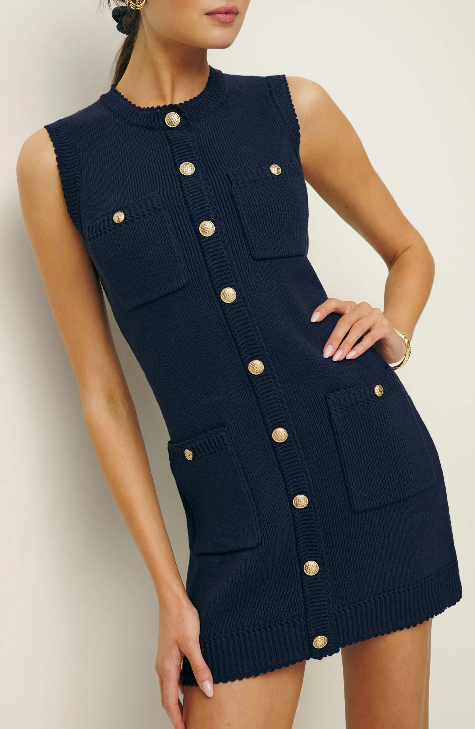 Catalina Button Front Knit Organic Cotton Minidress | Nordstrom