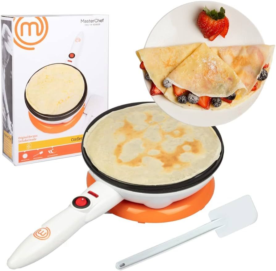 MasterChef Cordless Crepe Maker with Non-stick Dipping Plate plus Electric Base and Spatula, Reci... | Amazon (US)