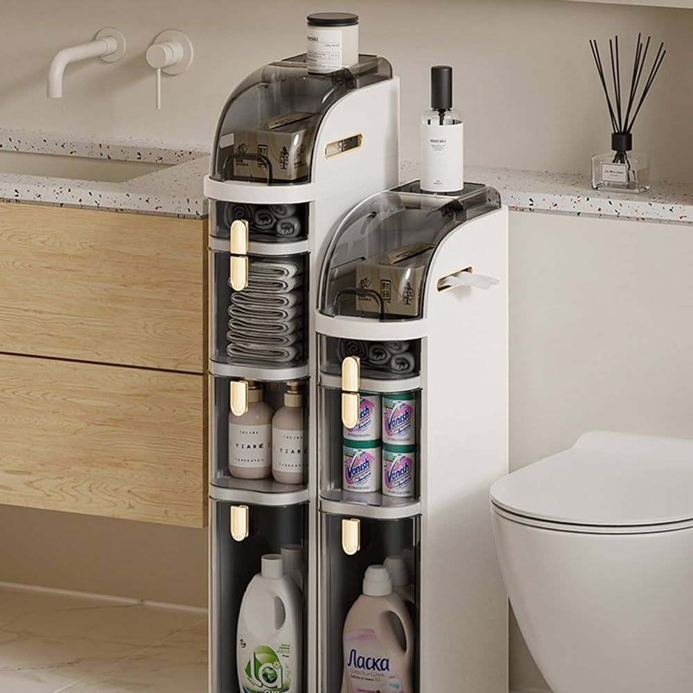 WEAFIEO Bathroom Floor Storage Cabinet 7.09″ Narrow Slim Organizer 3-Tiers Side Corner Unit wit... | Amazon (CA)