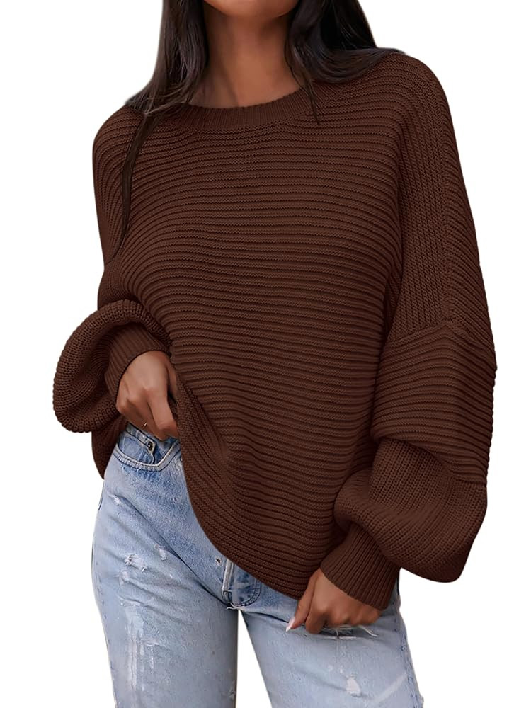 PRETTYGARDEN Womens Sweaters Fall 2025 Lantern Long Sleeve Oversized Sweater Casual Crewneck Chun... | Amazon (US)