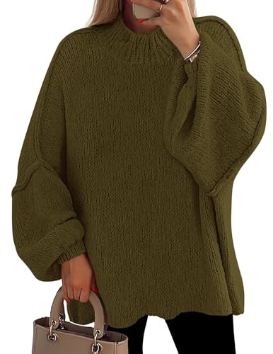 PRETTYGARDEN Women's 2025 Fall Oversized Sweaters Chunky Knit Mock Neck Long Sleeve Casual Trendy... | Amazon (US)