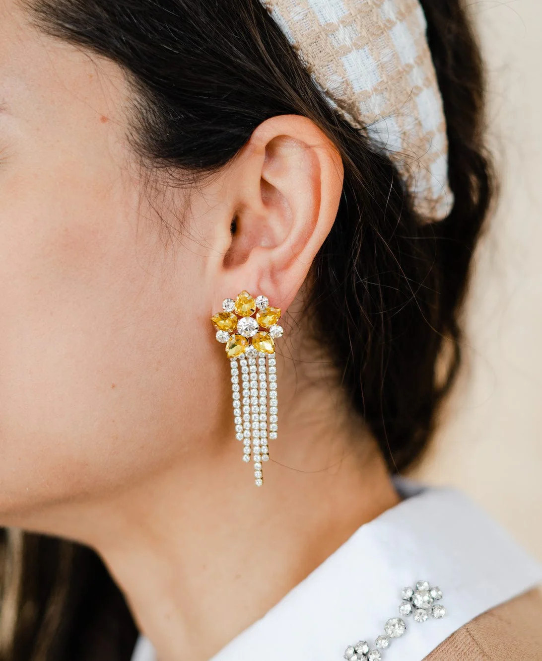 The Star Crystal Fringe Earrings | La Bella Shop