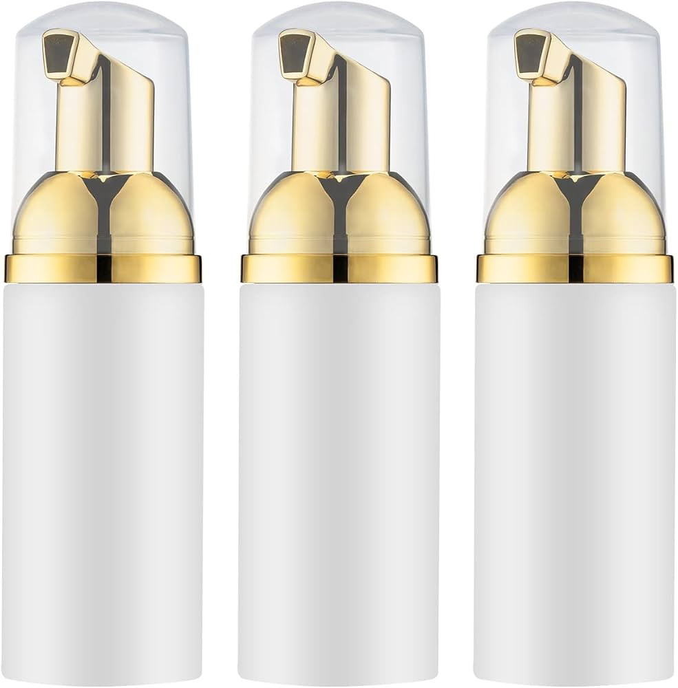 2 OZ Foam Bottle with Gold Pump, Empty Travel Foaming Dispensers for Soap, Shampoo (3pcs, Gold) | Amazon (US)