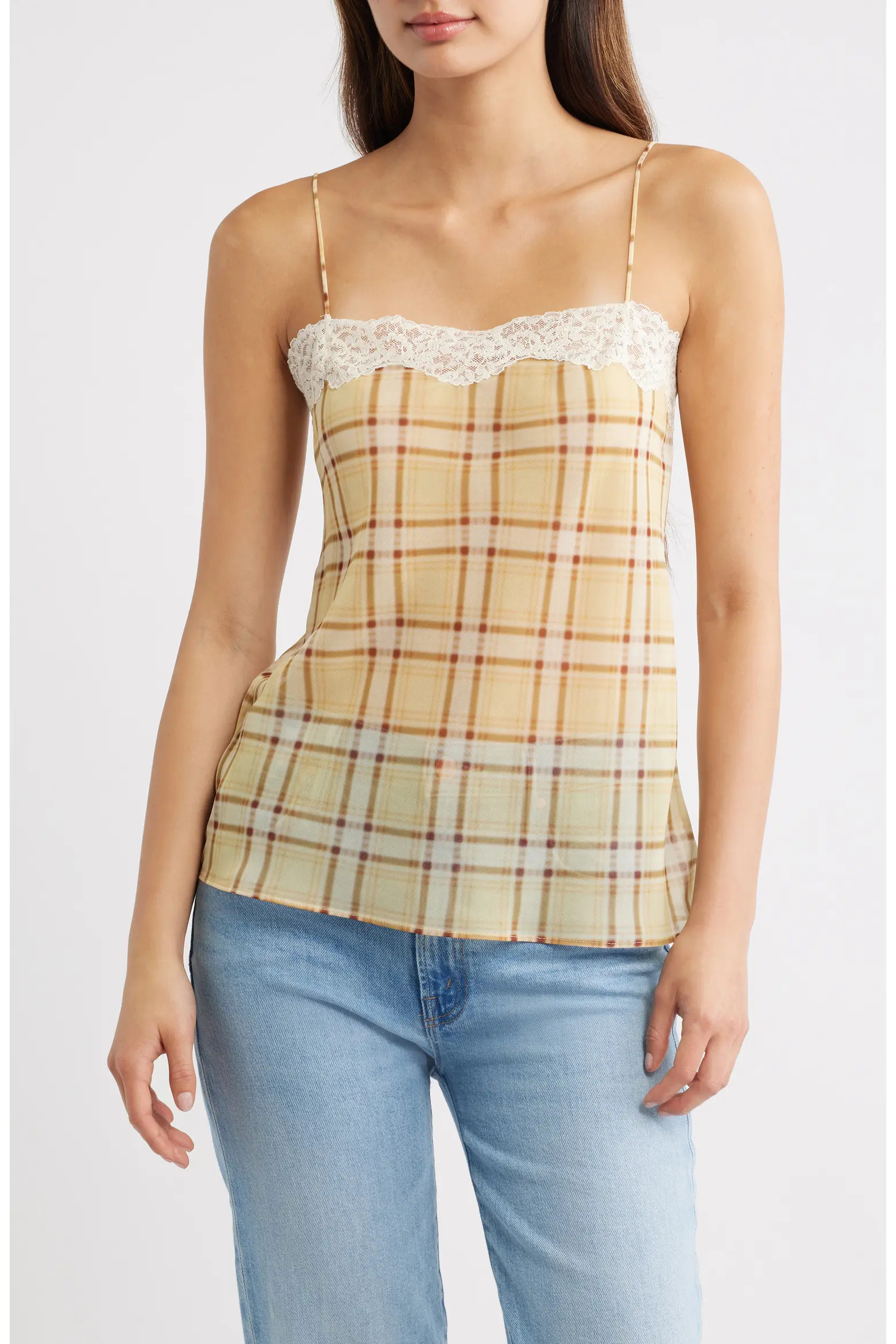 Leire Plaid Lace Trim Top (Women) | Nordstrom | Nordstrom