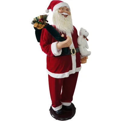 Fraser Hill Farm 58-in. Dancing Santa Animatronic with Teddy Bear and Gift Sack | Wayfair North America